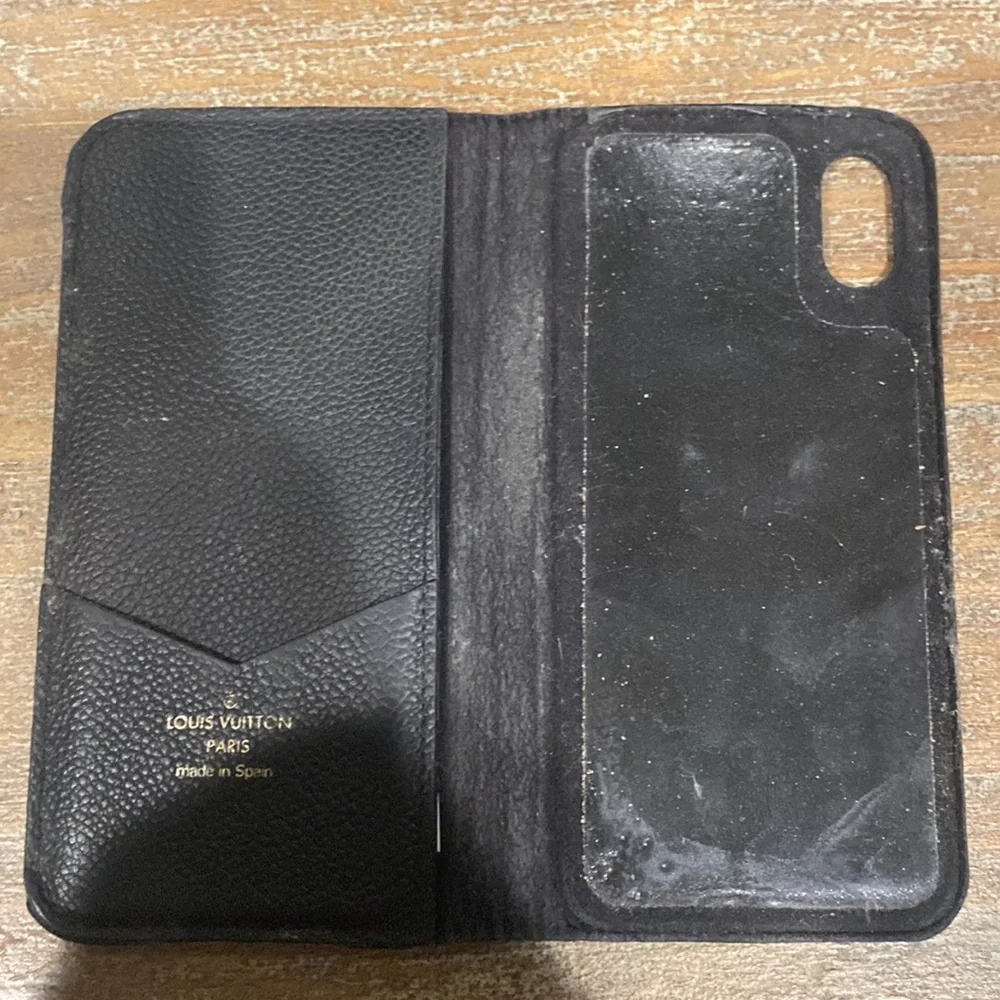 AUTHENTIC LOUIS VUITTON Black Leather IPHONE X Case